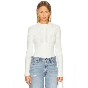 Free People Keep Me Warm Bodysuit Coconut Milk Ivory White Women's Size XL